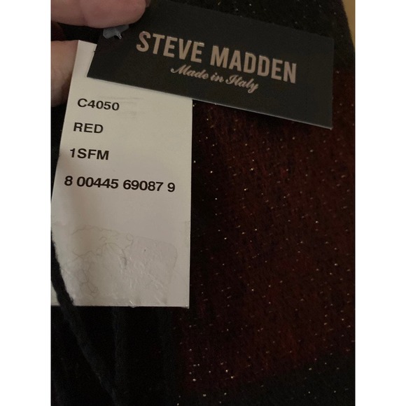 Steve Madden Lurex Striped Muffler Scarf Red Multi Shimmer NWT - Picture 4 of 8